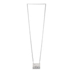 Chanel Metal Lambskin Strass Crystal Purse CC Long Necklace Silver