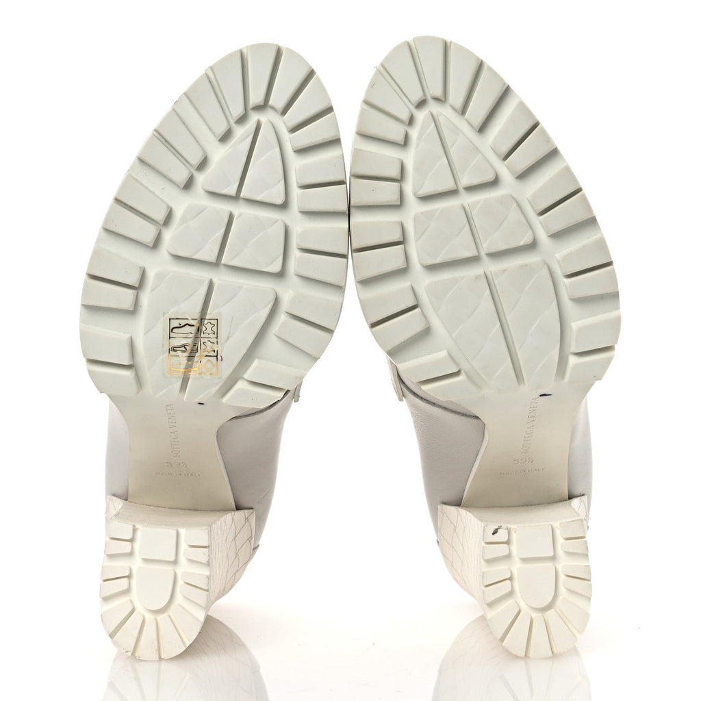 Bottega Veneta Calfskin Loafer Pumps 39.5 Mist Bianco