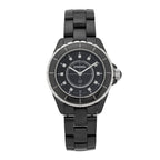 Chanel Stainless Steel Ceramic Diamond 38mm J12 Quartz Watch Black