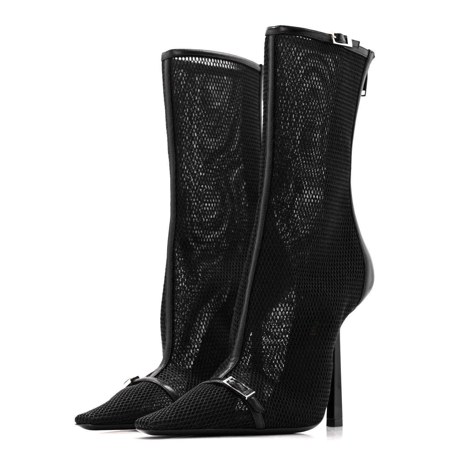 Saint Laurent Elba Applique Tulle Aston 115 Boots 35.5 Black