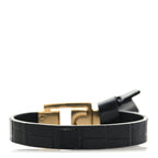 Saint Laurent Calfskin Cocco Print Bracelet M Black
