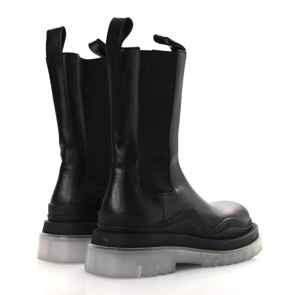 Bottega Veneta Calfskin The Tire Chelsea Boots 39 Black Transparent