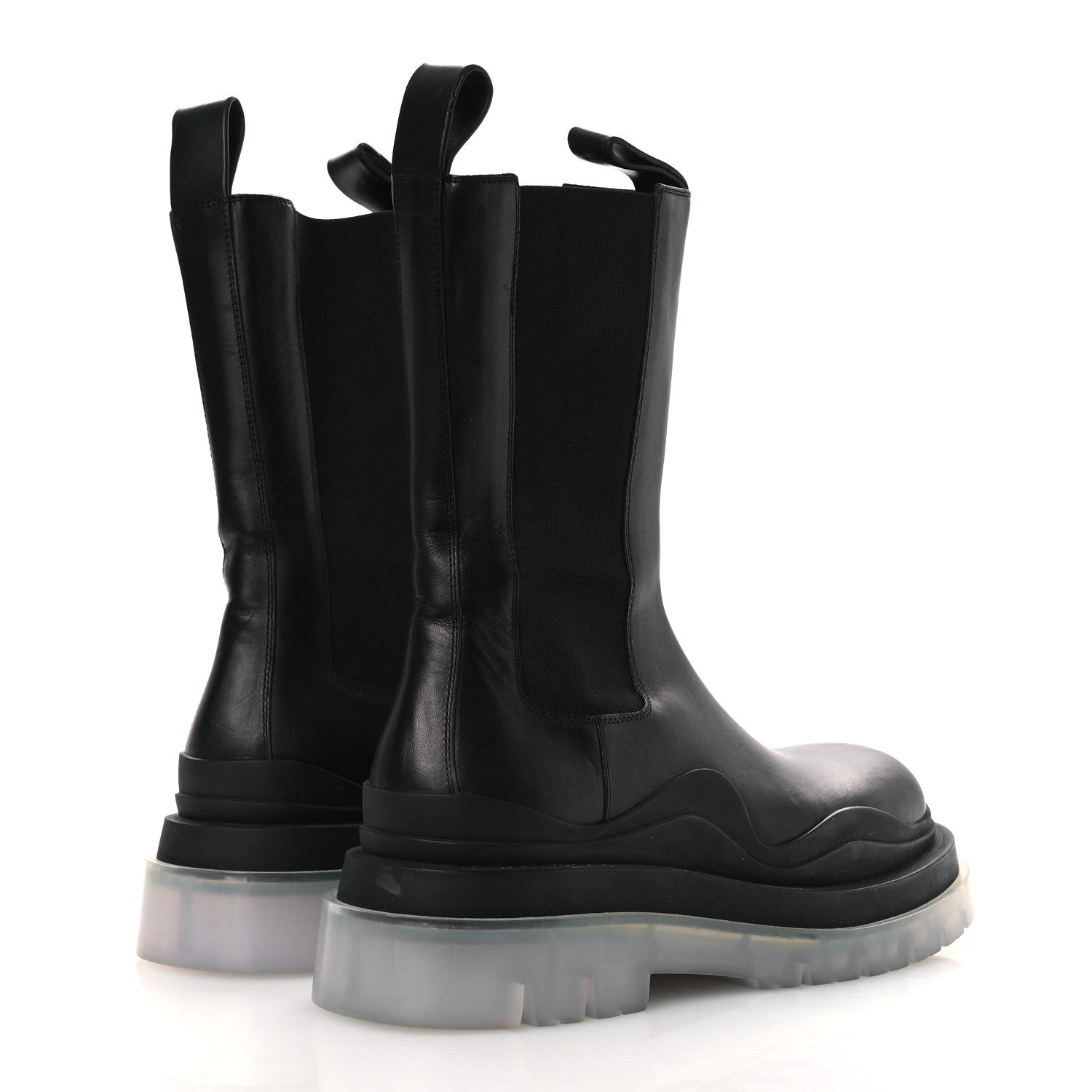 Bottega Veneta Calfskin The Tire Chelsea Boots 39 Black Transparent