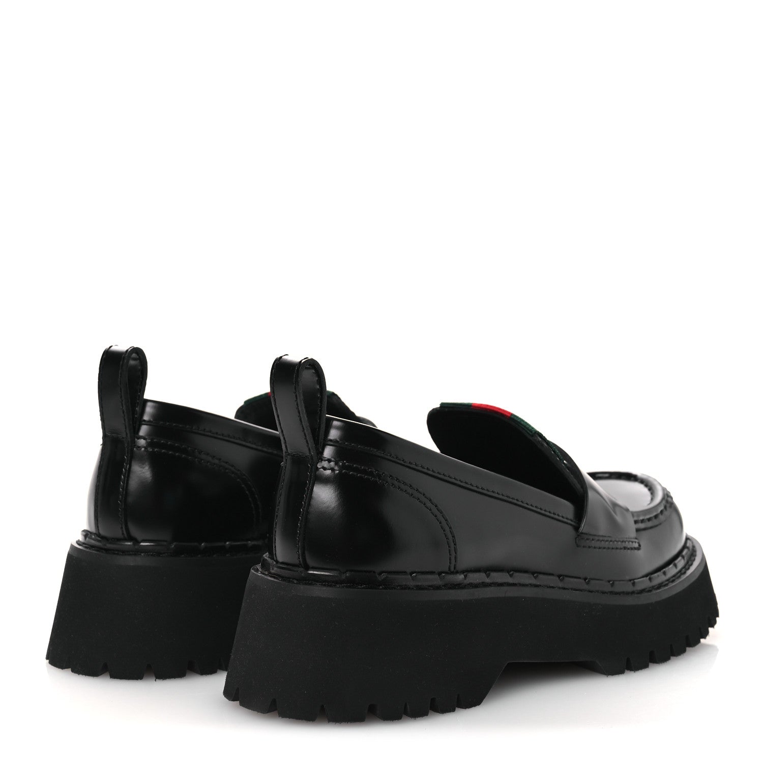 Gucci Spice Lux Womens Thea Web 20mm Platform Loafers 37 Black