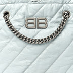 Balenciaga Crushed Calfskin Quilted Crush Small Tote Bag Light Blue