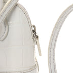 Balenciaga Calfskin Logo Crocodile Embossed Mini Ville Top Handle Bag White Black