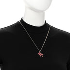 Christian Dior X SHAWN STUSSY Crystal Logo Pendant Necklace Red