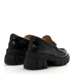 Gucci Magnum Calfskin Nappa Samoa Womens Horsebit Platform Chunky Lug Sole 40mm Loafers 39 Black