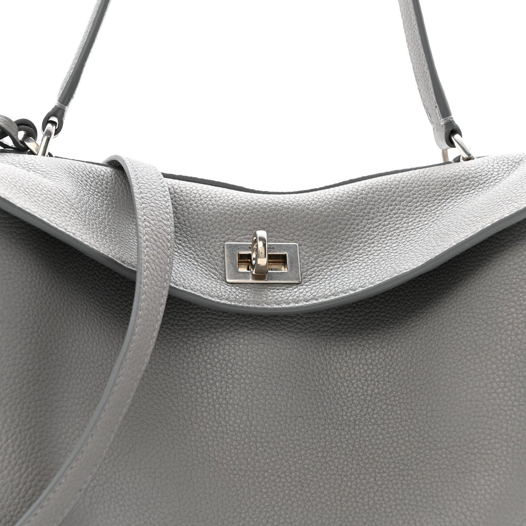 Balenciaga Grained Calfskin Small Rodeo Top Handle Handbag Grey