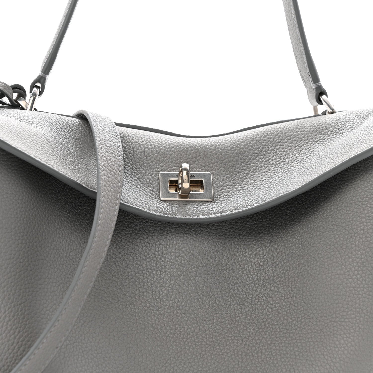 Balenciaga Grained Calfskin Small Rodeo Top Handle Handbag Grey