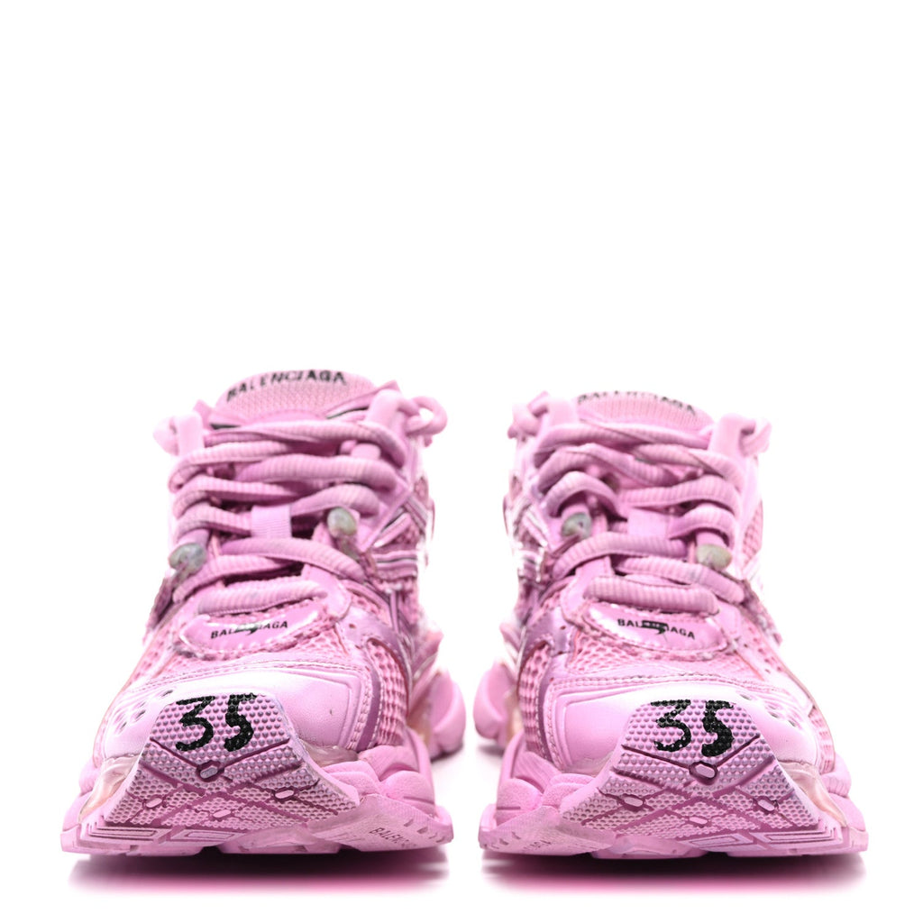 Balenciaga Mesh Rubber Distressed Womens Runner Sneakers 35 Pink
