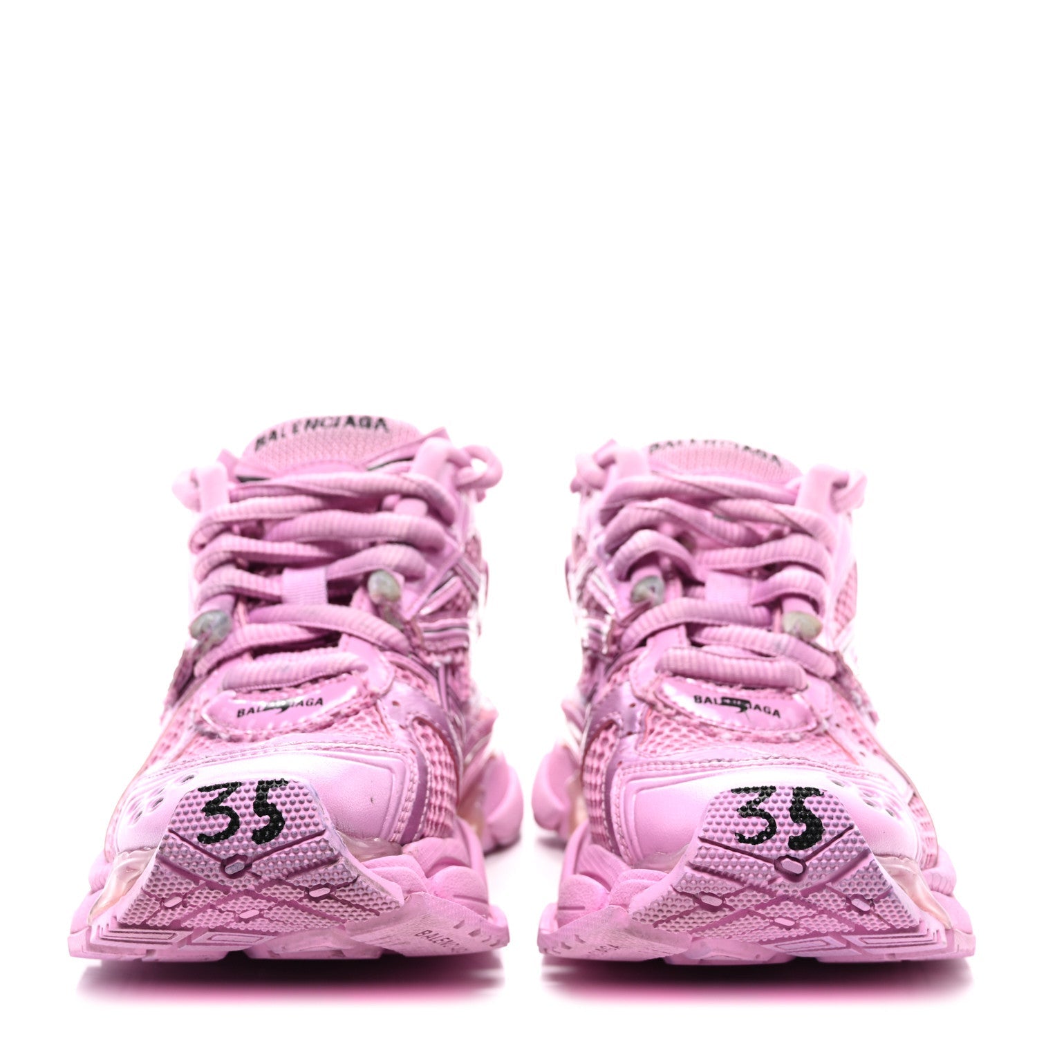 Balenciaga Mesh Rubber Distressed Womens Runner Sneakers 35 Pink