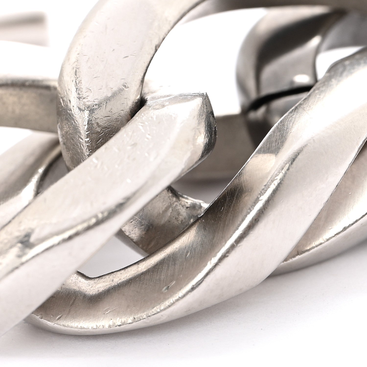 Chanel Metal Chain Link CC Bracelet Silver Ruthenium
