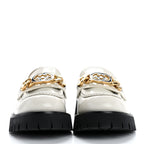 Gucci Cordovan Lux Womens Jeanne Platform Lug Sole 30/45mm Loafers 39.5 White