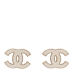 Chanel Enamel CC Earrings Gold White