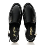 Chanel Shiny Calfskin Slingback Loafers 39.5  Black