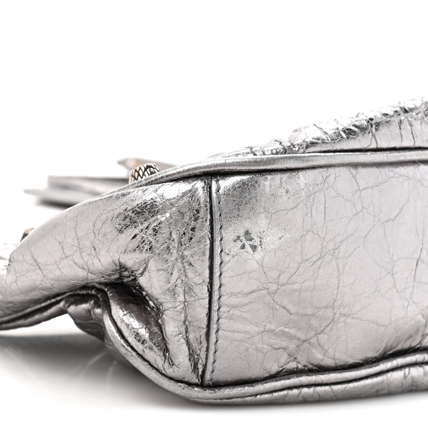Balenciaga Metallic Agneau Arena Le Cagole Chain Shoulder Bag XS Silver