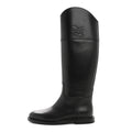 Fendi Vitello Karligraphy Embossed Tall Riding Boots 36 Black