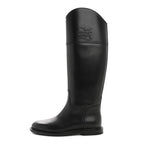 Fendi Vitello Karligraphy Embossed Tall Riding Boots 36 Black
