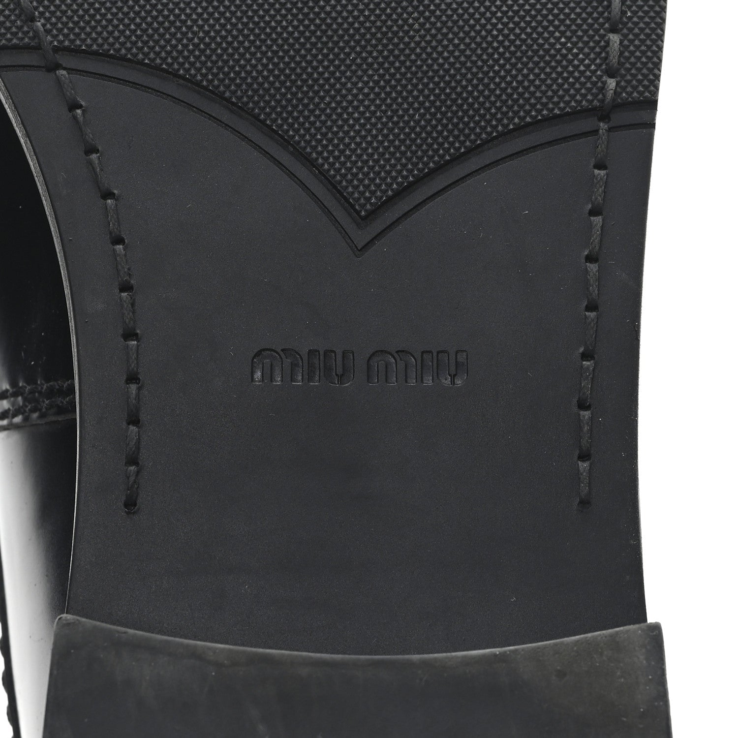 Miu Miu Spazzolato Penny Loafer 39 Black White