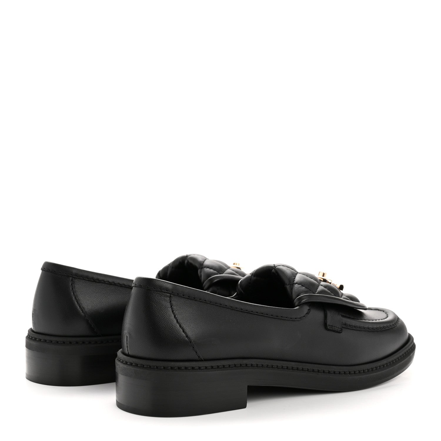 Chanel Lambskin Quilted CC Turnlock Loafers 37.5 Black