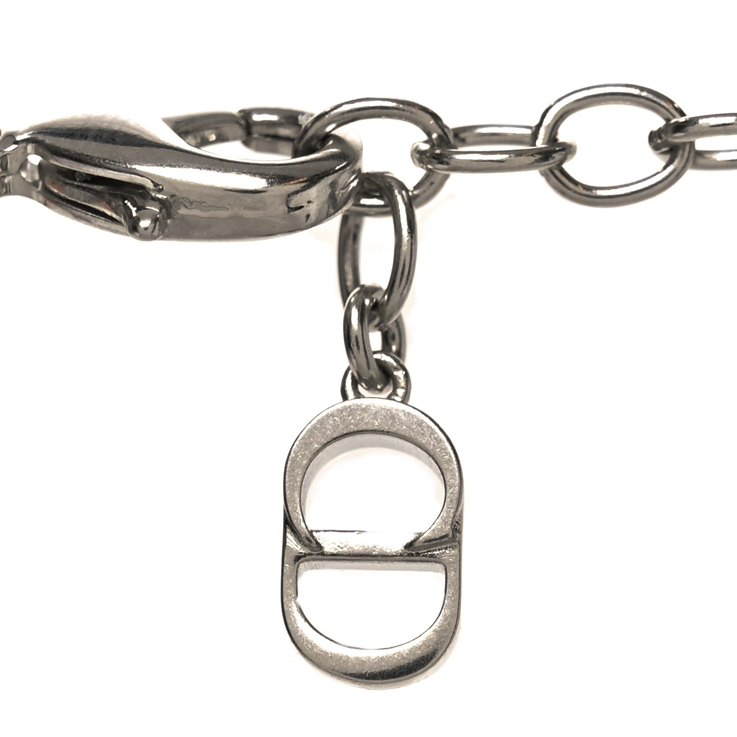 Christian Dior Metal Cannage Chain Link Necklace Gold Silver
