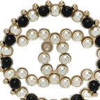 Chanel Resin Pearl CC Earrings Gold Black