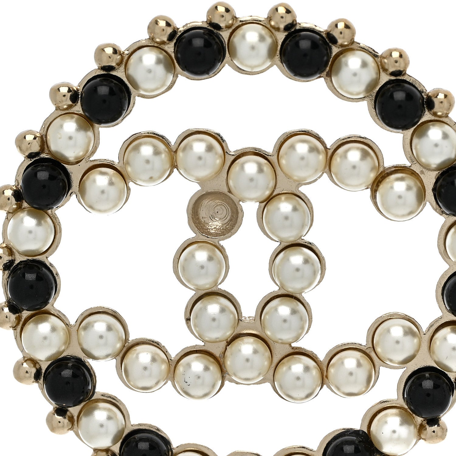 Chanel Resin Pearl CC Earrings Gold Black