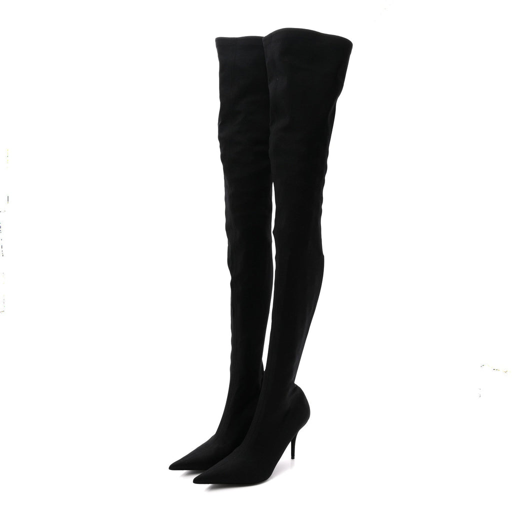 Balenciaga Spandex Pointed Toe Knife Thigh High Boots 40 Black