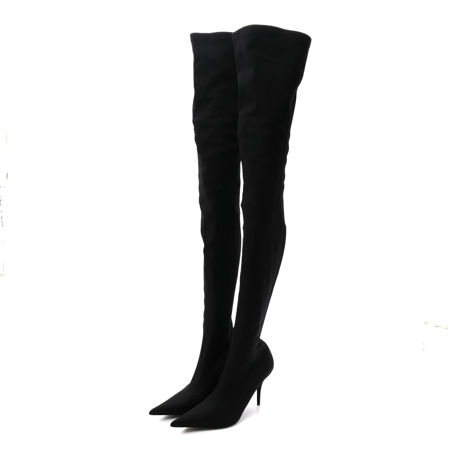 Balenciaga Spandex Pointed Toe Knife Thigh High Boots 40 Black