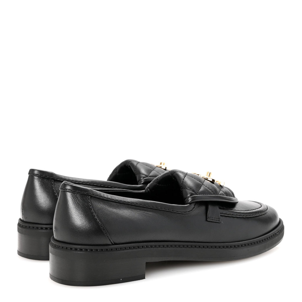 Chanel Crumpled Lambskin Quilted CC Turnlock Loafers 38.5 Black