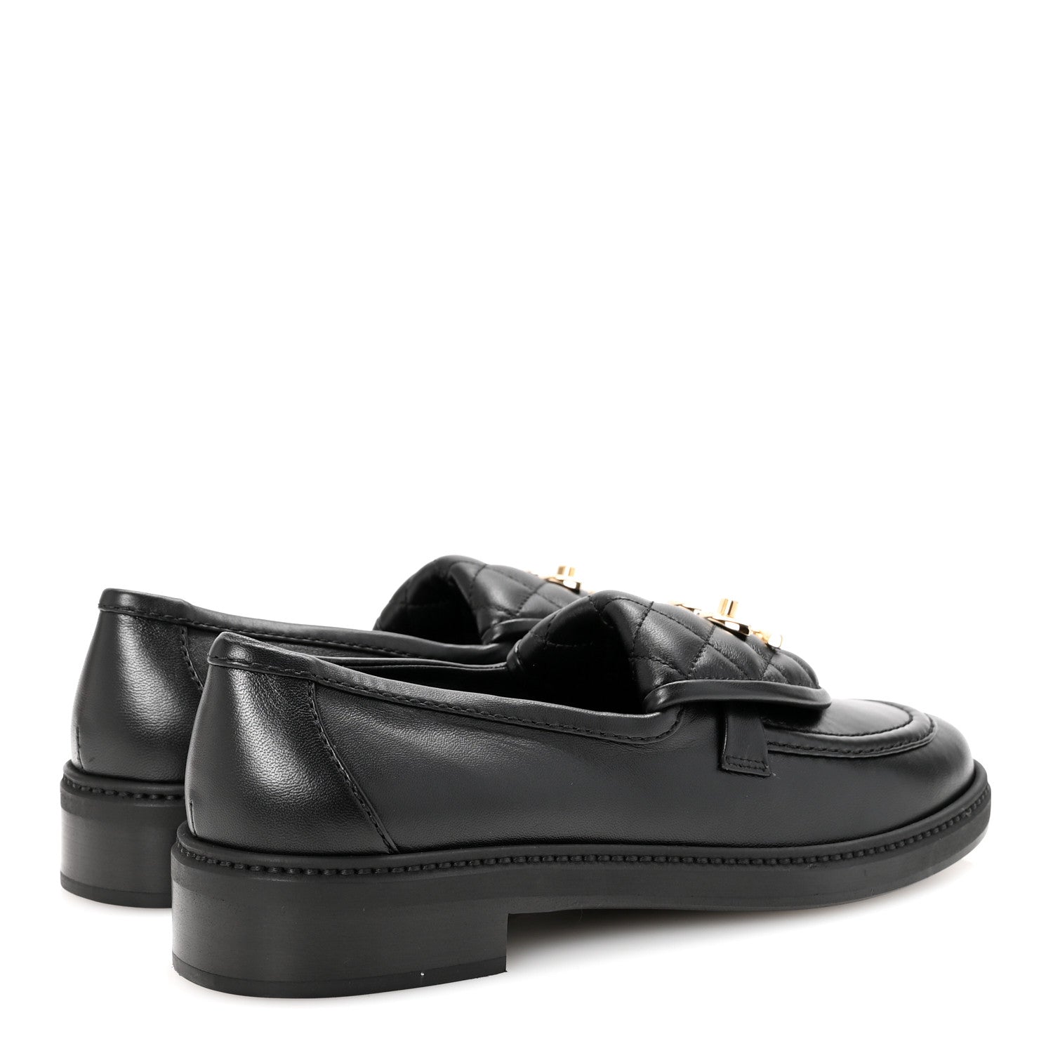 Chanel Crumpled Lambskin Quilted CC Turnlock Loafers 38.5 Black