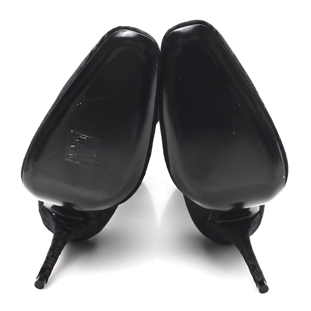 Saint Laurent Velvet Ella 110 Knee High Boots 40 Black