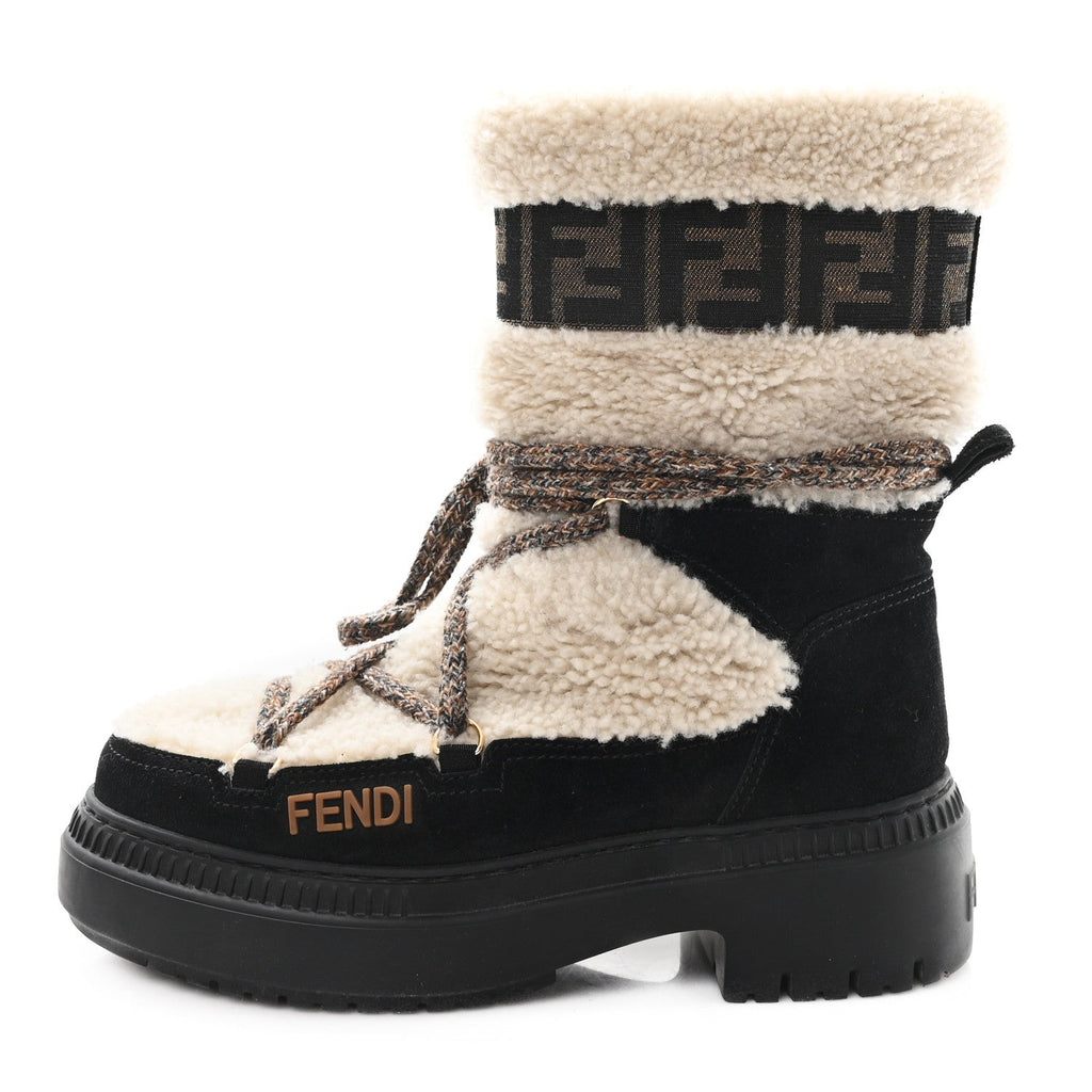 Fendi Sheepskin Suede Apres Chic Boots 38 Black