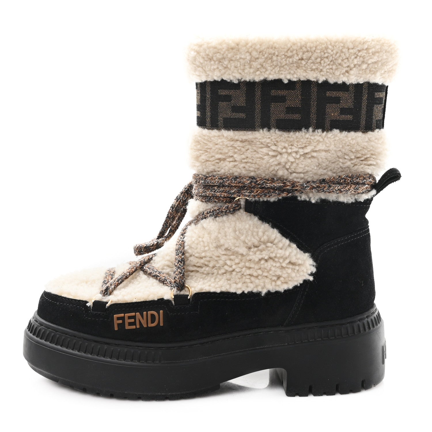 Fendi Sheepskin Suede Apres Chic Boots 38 Black