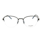 Saint Laurent Eyeglasses Cat Eye Semi Rim, Black/Silver Frame and Clear Demo Lens Lens SLM64002