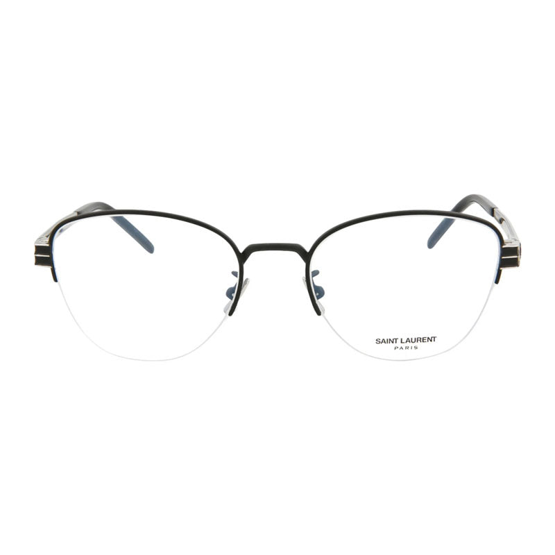 Saint Laurent Eyeglasses Cat Eye Semi Rim, Black/Silver Frame and Clear Demo Lens Lens SLM64002