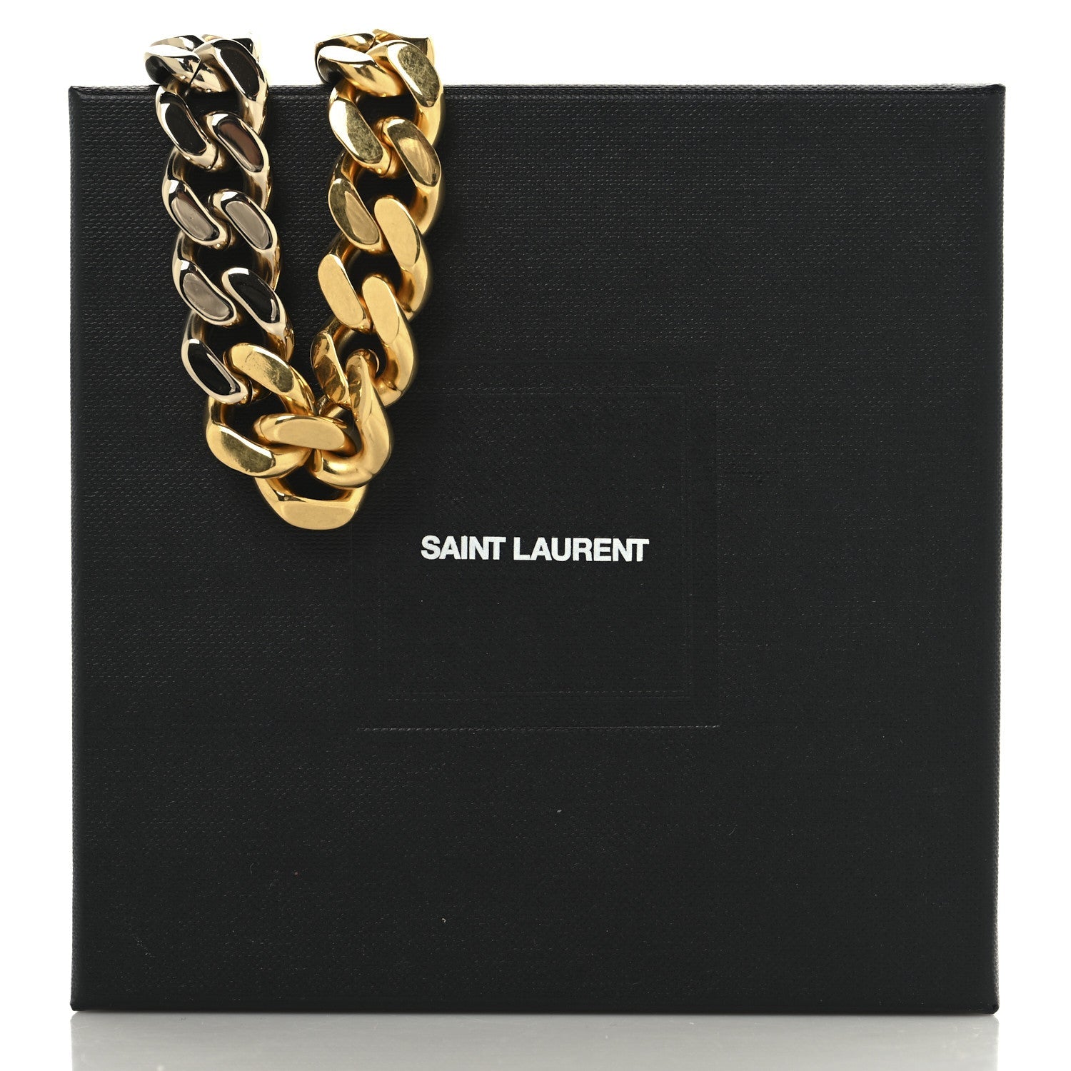 Saint Laurent Metal Curb Chain Necklace Gold Silver