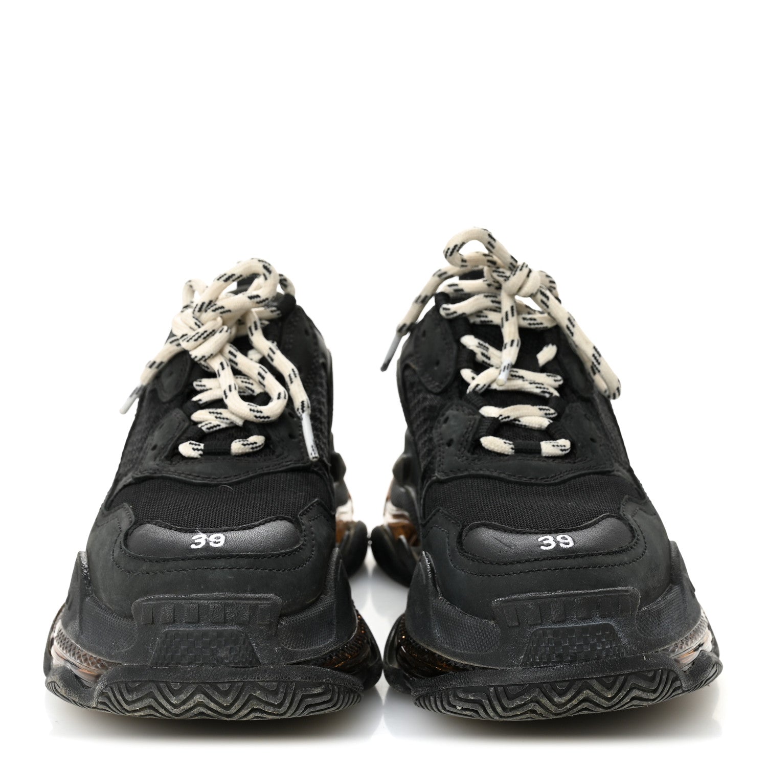 Balenciaga Fabric Mesh Womens Triple S Sneakers 39 Black