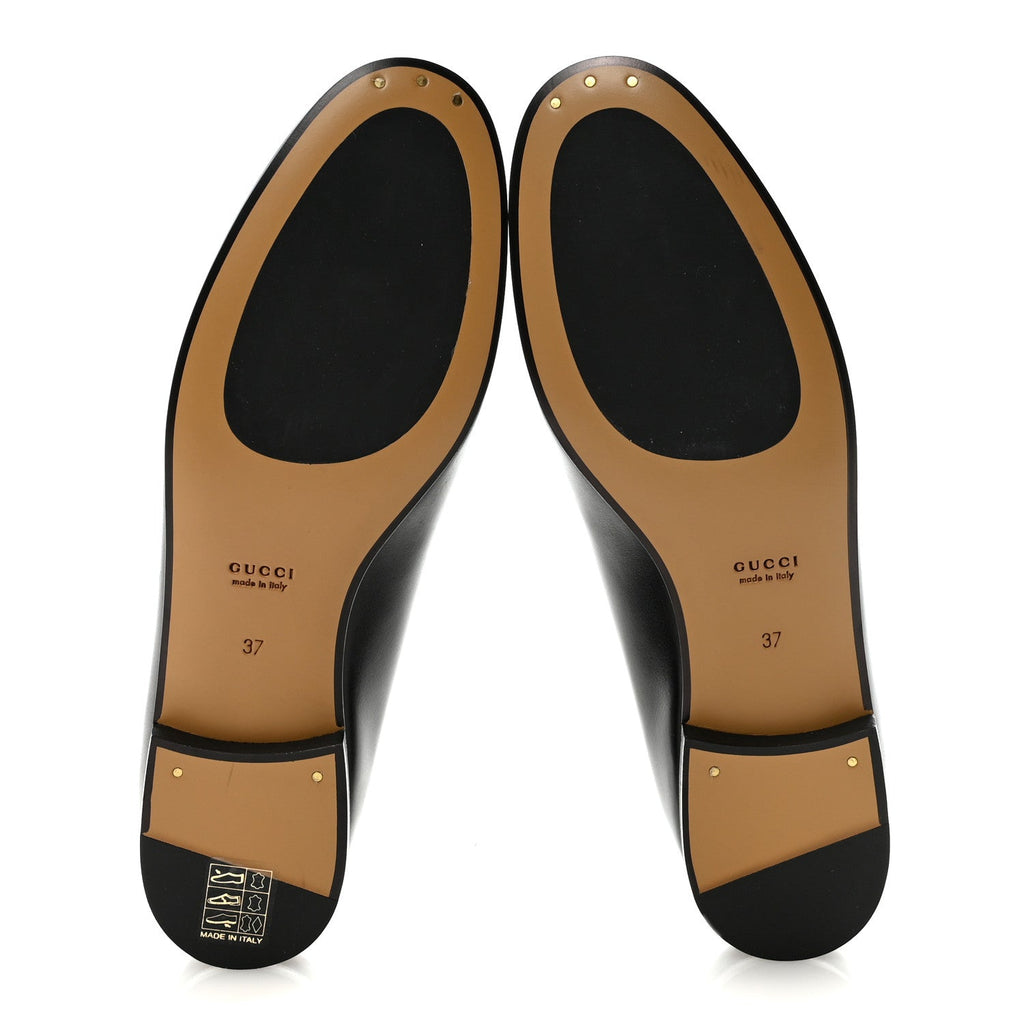 Gucci Betis Glamour Calfskin Womens Jordaan Loafers 37 Black