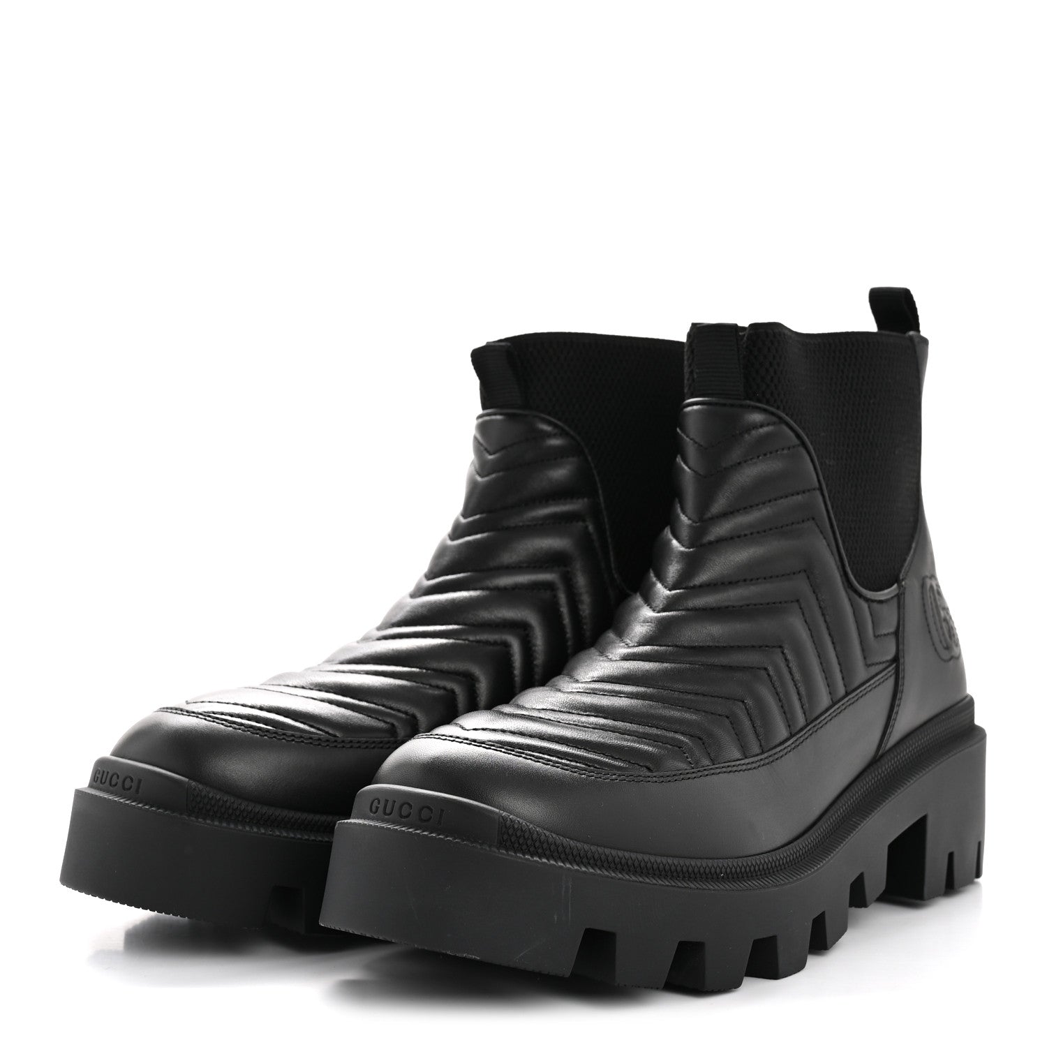 Gucci Calfskin Nappa Matelasse Frances Chelsea Boots 41 Black