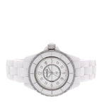 Chanel Stainless Steel Ceramic Diamond Mother of Pearl 33mm J12 Quartz Watch White