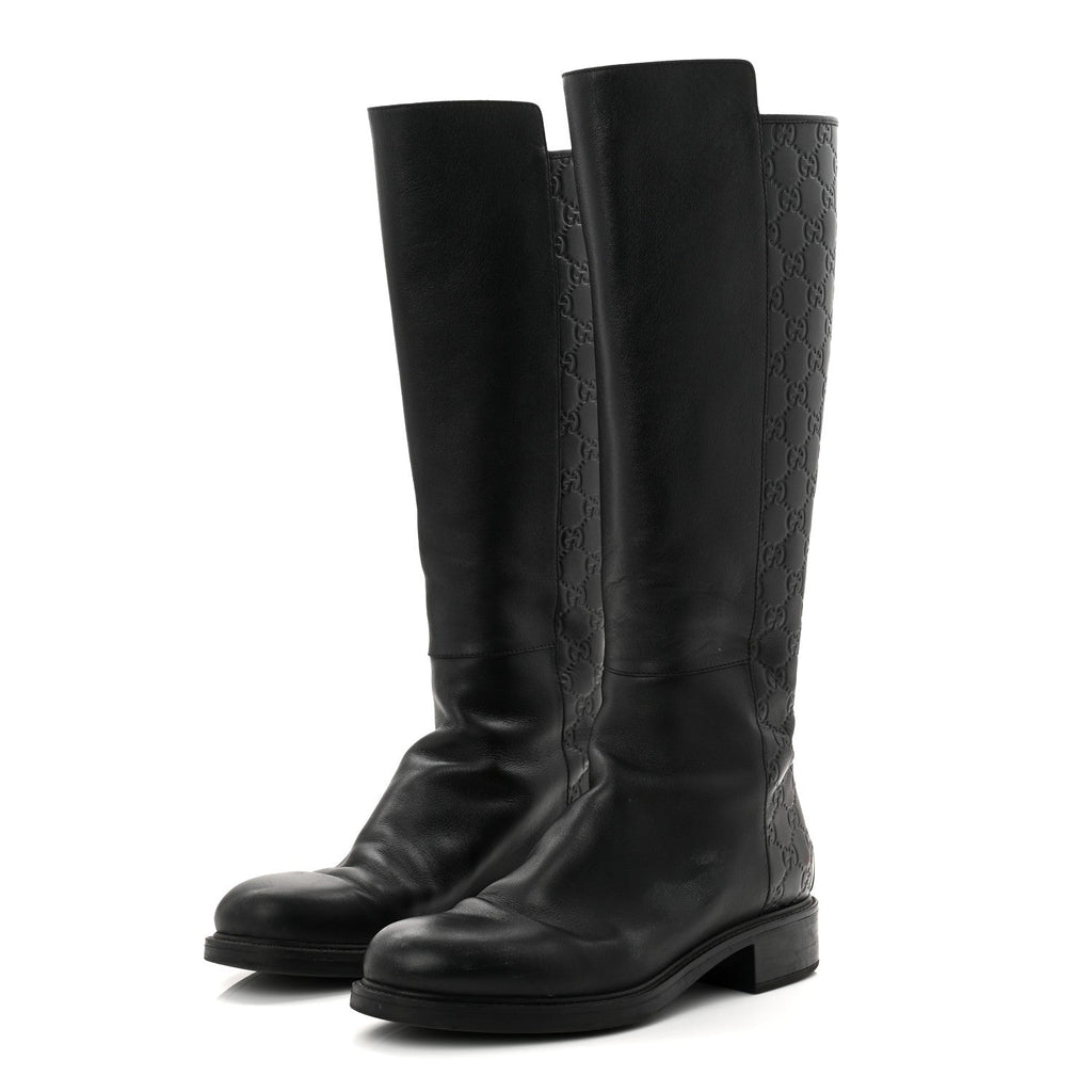 Gucci Microguccissima Knee High Riding Boots 40.5 Black