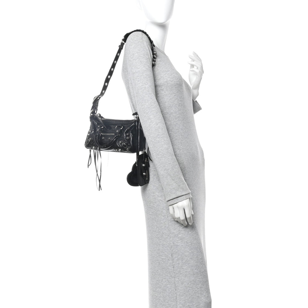 Balenciaga Agneau Arena Mini Le Cagole Duffle Crossbody Bag Black