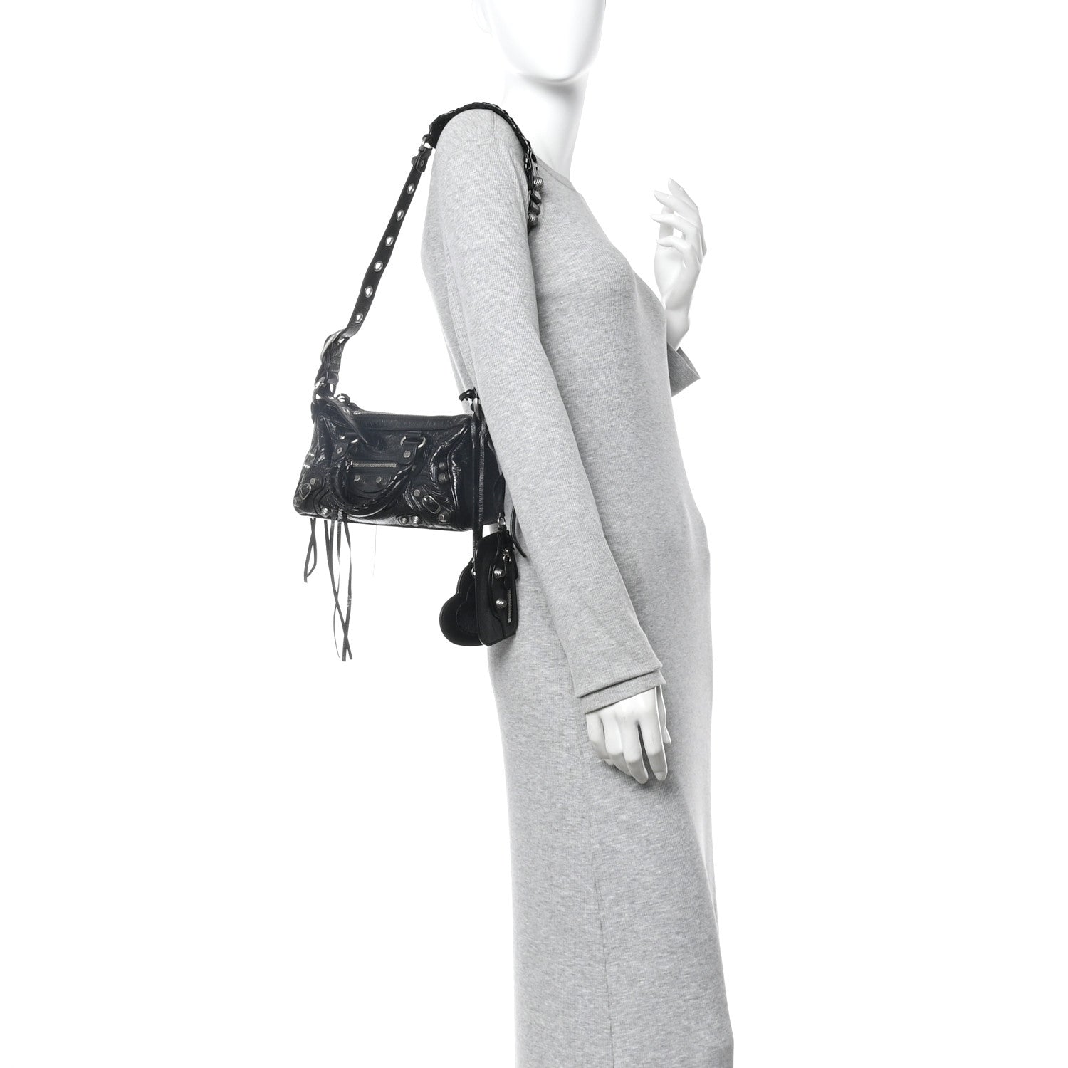 Balenciaga Agneau Arena Mini Le Cagole Duffle Crossbody Bag Black