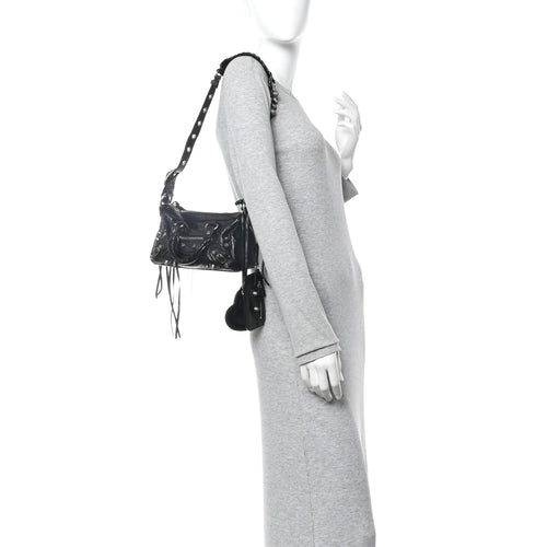 Balenciaga Agneau Arena Mini Le Cagole Duffle Crossbody Bag Black