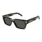 Saint Laurent Sunglasses Square Full Rim, Transparent Frame and Green Lens SL402008