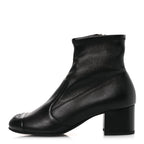 Chanel Stretch Lambskin Cap Toe CC Short Boots 36.5 Black