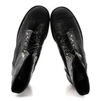 Chanel Fabric Crossgrain Cap Toe Combat Boots 38.5 Black