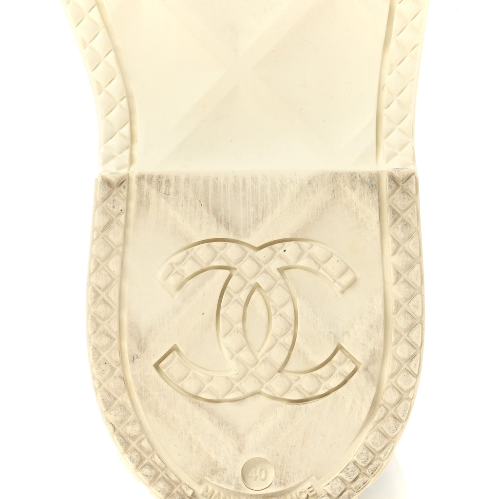 Chanel Caoutchouk CC High Boots 40 Black White